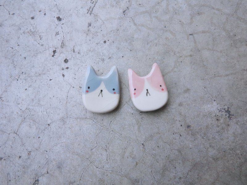 ceramic brooch cat - 胸针 - 陶 多色