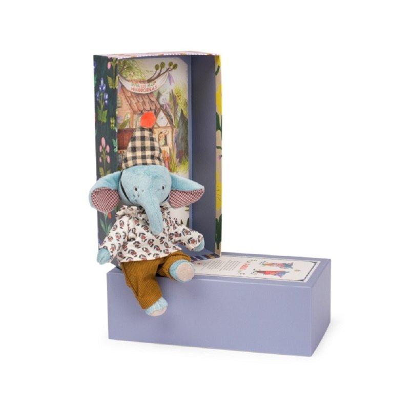法国 Moulin Roty 米努奇卡斯系列小象巴伯罗玩偶礼盒 - 玩具/玩偶 - 聚酯纤维 多色