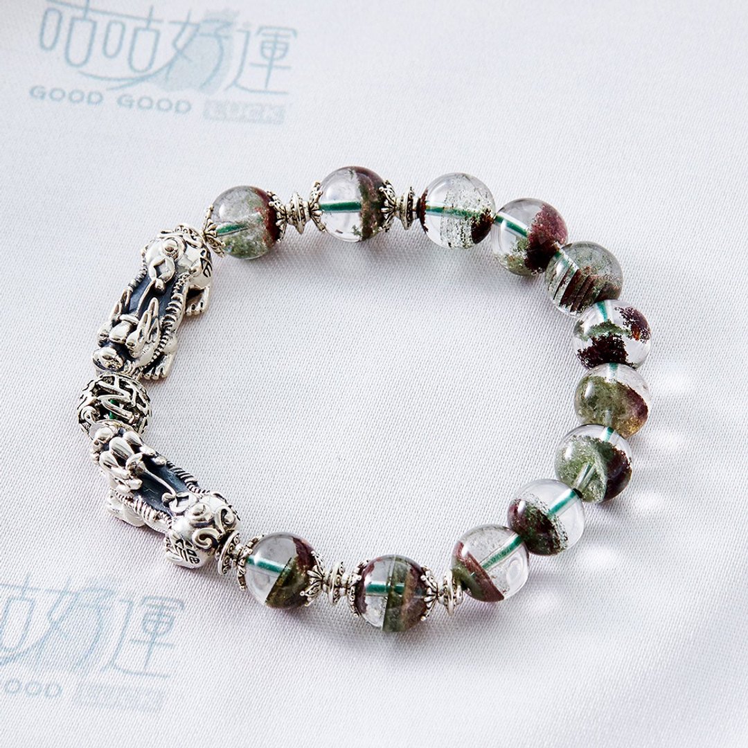 招财纳福貔貅红绿幽灵手链(男款)(含开光)防小人、领导能力 - 手链/手环 - 水晶 绿色