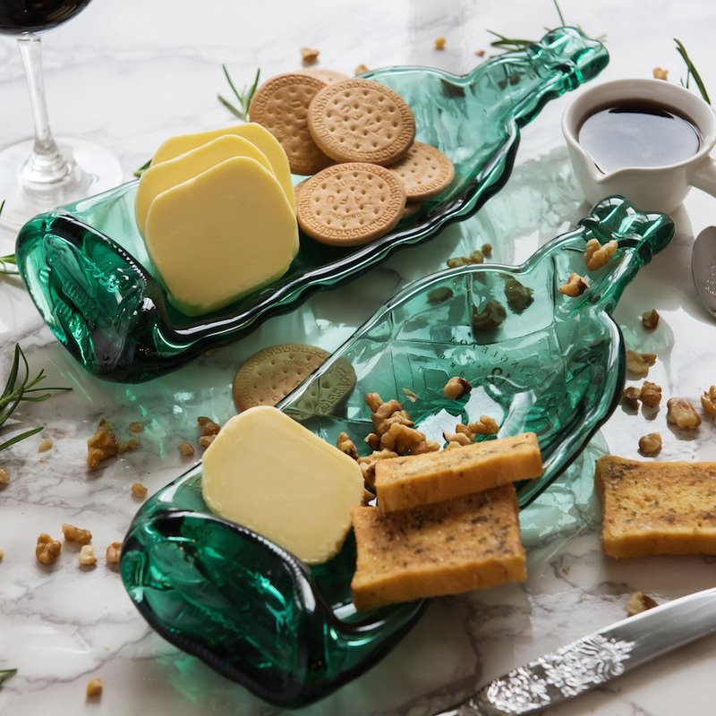 英国经典威士忌 水波纹 立体刻纹酒瓶盛盘 - 浅碟/小碟子 - 玻璃 