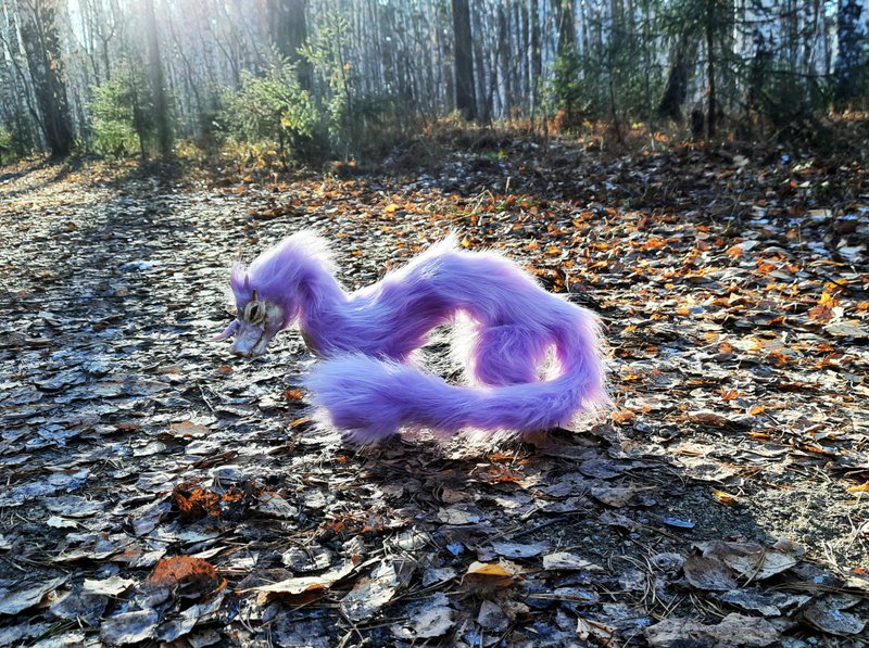 Dragon realistic art doll, OOAK animal, Fantasy creature toy plush - 玩偶/公仔 - 其他材质 多色