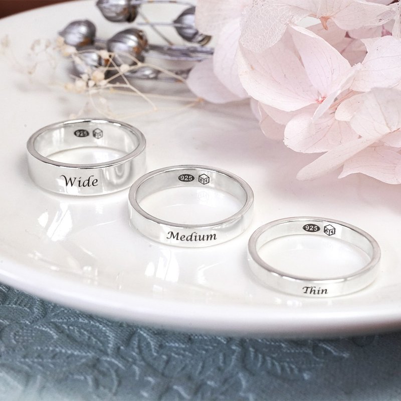 经典银戒 925纯银戒指 刻字订制 男戒 女戒 应援小物 订做戒指 - 戒指 - 纯银 银色