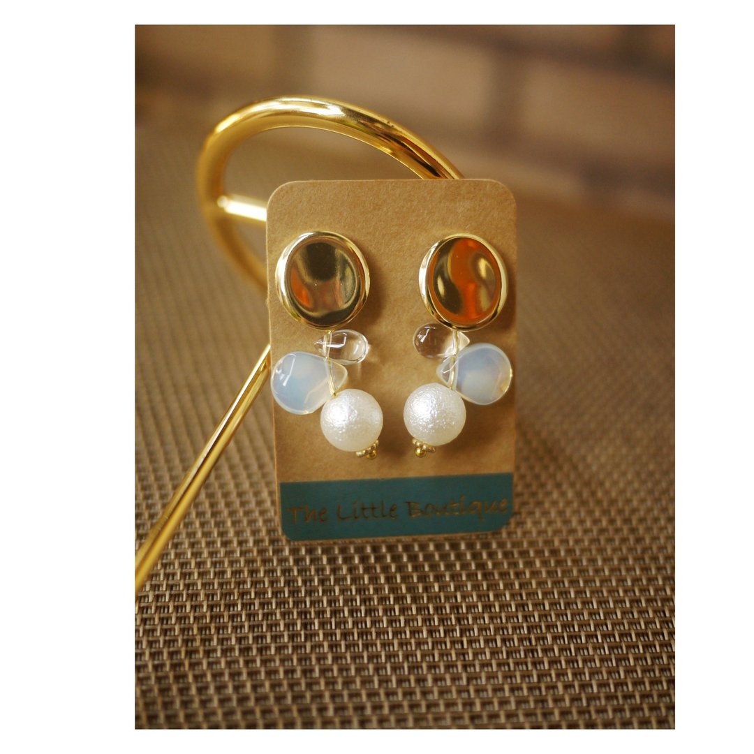 冰泪石 | 透明感耳饰 | 穿式耳环 | pierced earrings | ethereal - 耳环/耳夹 - 其他材质 多色