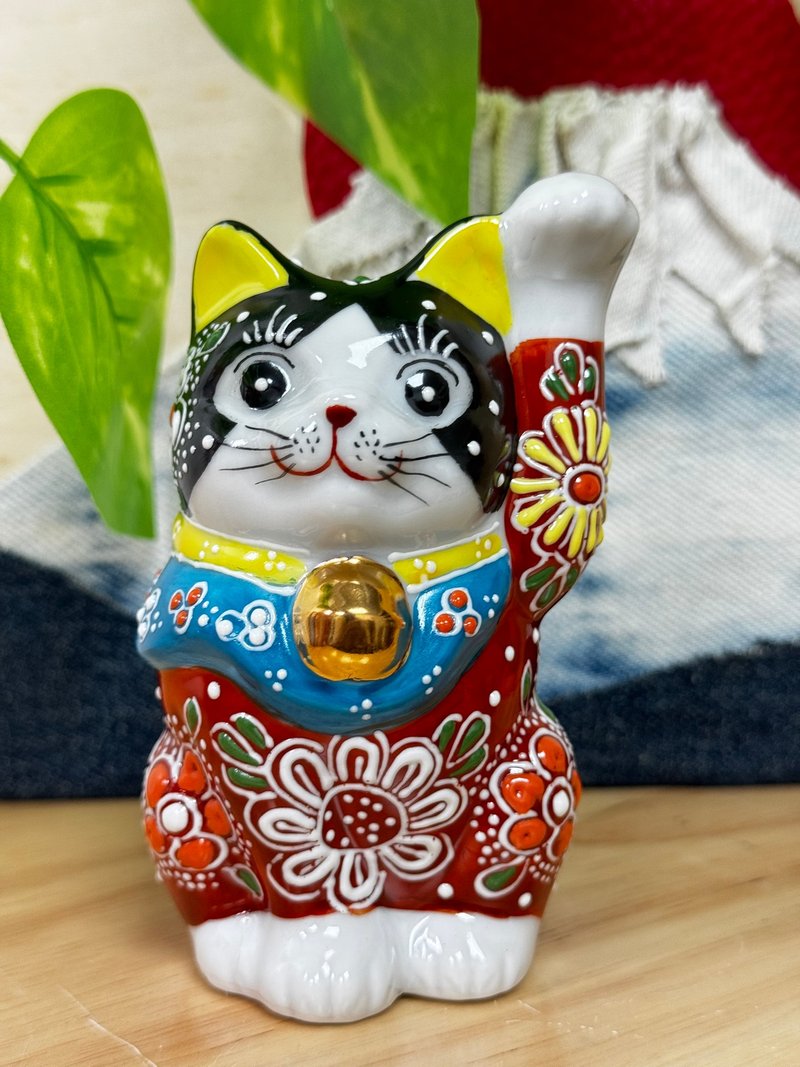 九谷烧 | 黒赤盛 10CM - 摆饰 - 陶 粉红色