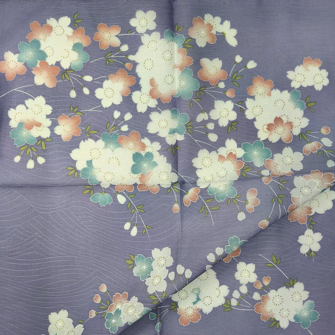 日系复古手帕 樱花优雅垂挂 19 x 18 英寸 - 手帕/方巾 - 棉 紫色