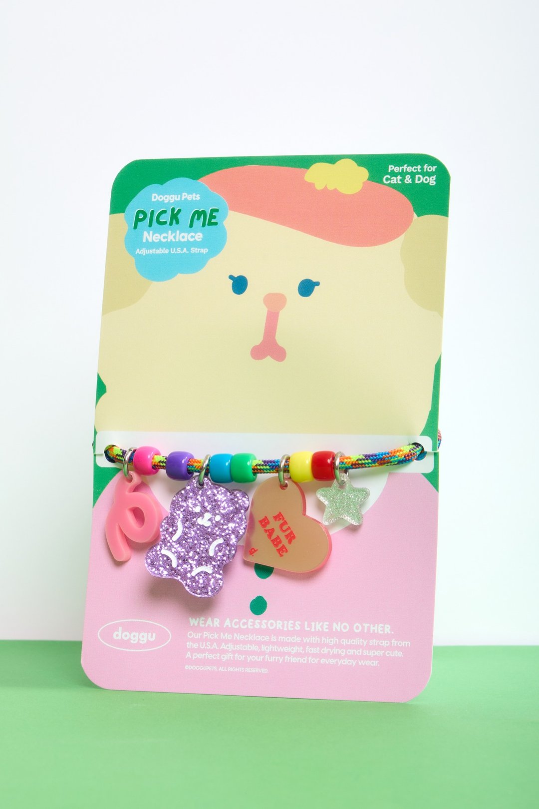 DOGGU PETS 宠物项链套装 Pick me 毛熊 - 项圈/牵绳 - 其他材质 多色