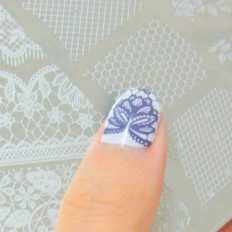 BEnails美甲转印钢板 蕾丝花语(大方版)BN016美甲DIY印花板 指彩 - 指甲油/指甲贴 - 不锈钢 银色