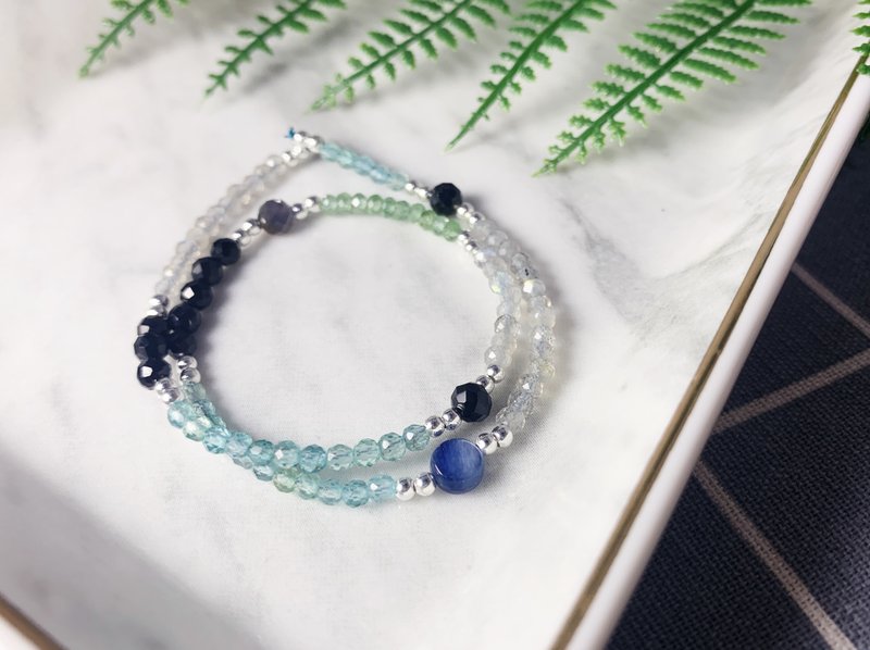 MH纯银天然石双圈系列_52赫兹_限定款 - 手链/手环 - 半宝石 蓝色