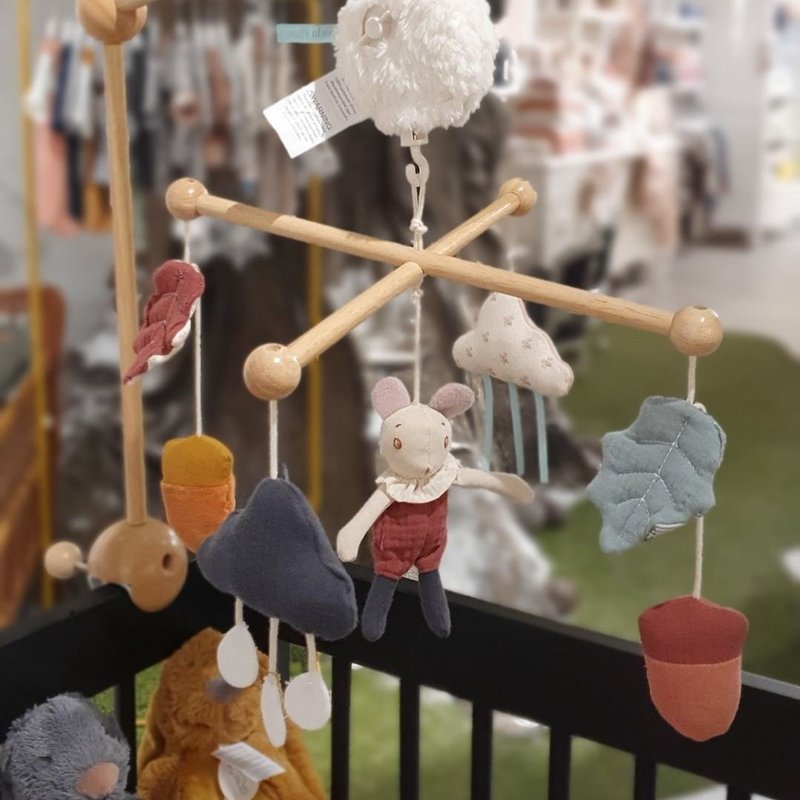 法国 Moulin Roty 雨后系列床边音乐铃 - 满月礼盒 - 棉．麻 多色
