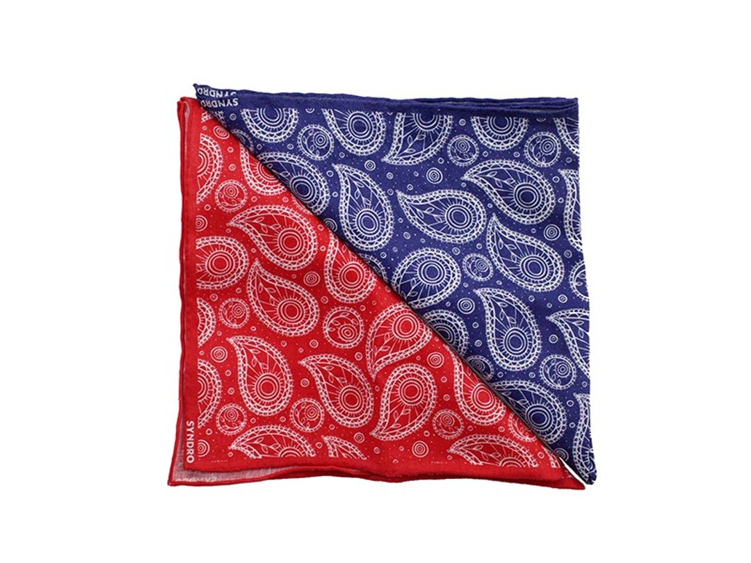 变形虫方巾 - 红 / 深蓝 PAISLEY BANDANA - 丝巾 - 棉 多色