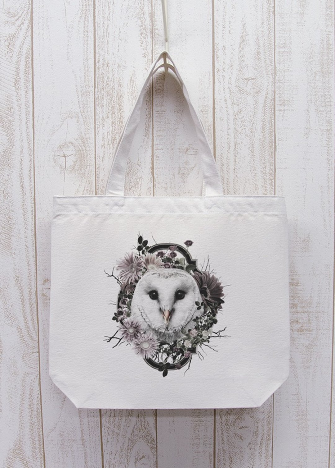 ronronBARNOWL Flower Frame Outing Tote Natural / R026-BT-NA - 其他 - 棉 白色