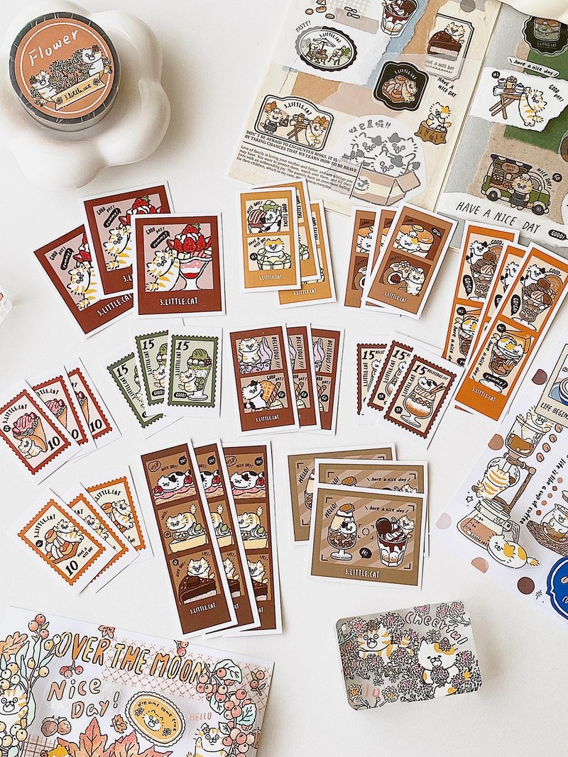 喵咪圣代拍立得方形贴纸包33张入 - 贴纸 - 纸 多色