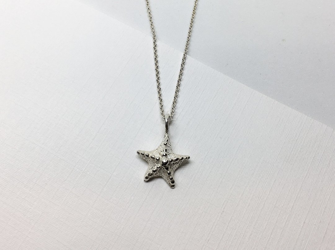 大海小世界。海星星项链。925纯银。sterling silver - 项链 - 纯银 银色
