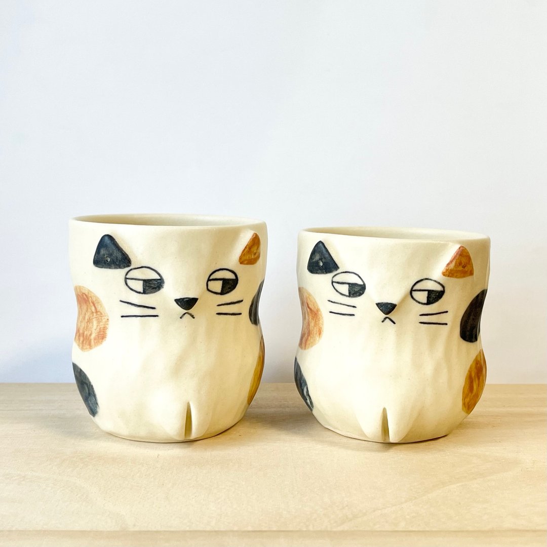 花猫杯 - 其他杯子 - 陶 白色