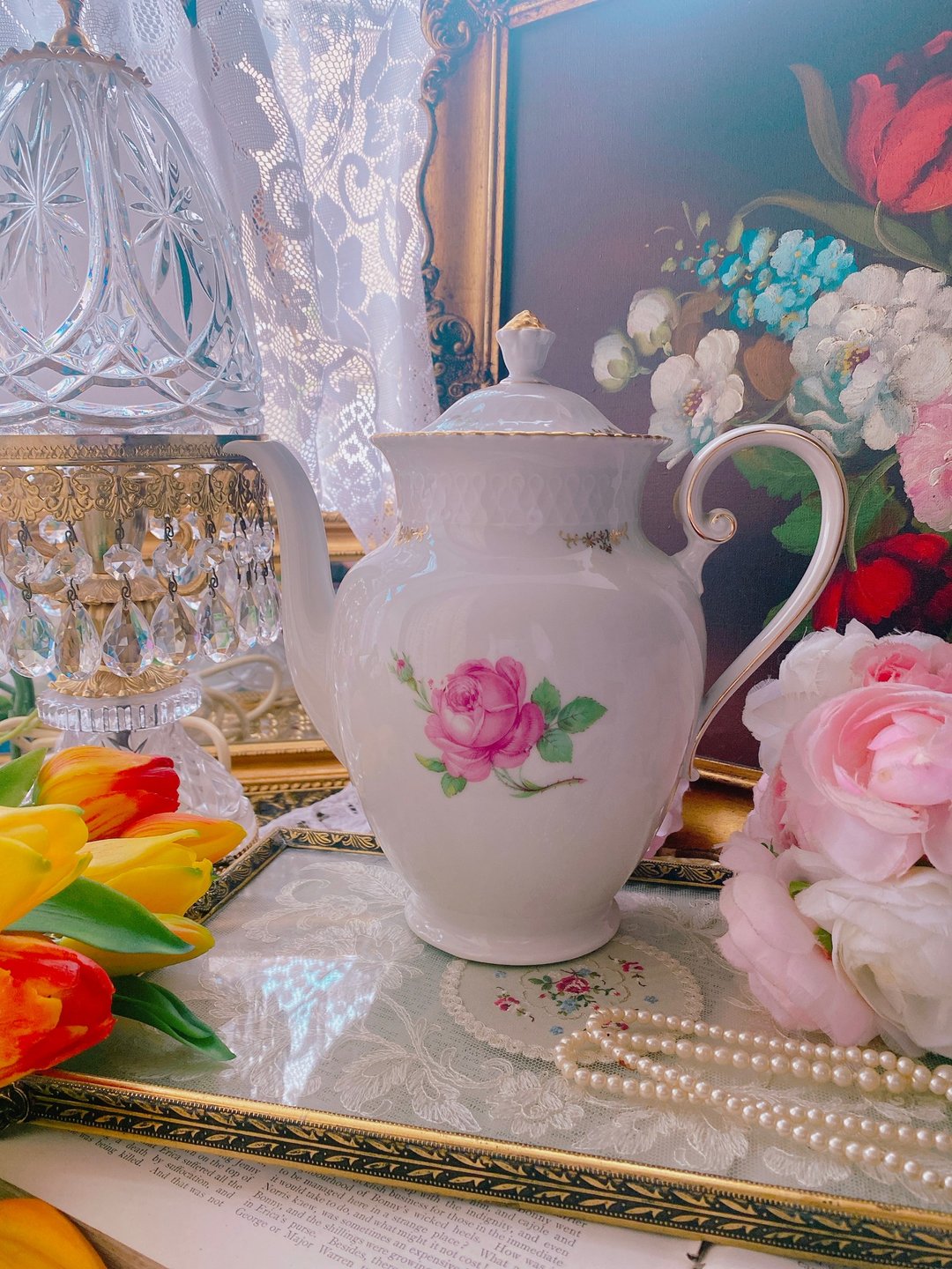 1950年德国百年手工手绘骨瓷咖啡壶花茶壶 库存品大尺寸茶壶 - 茶具/茶杯 - 瓷 