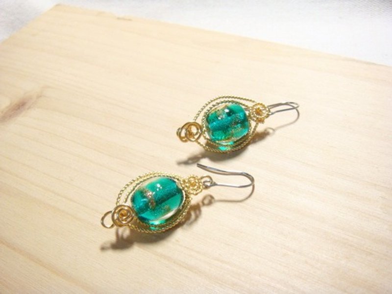 柚子林琉璃 - 水波涟漪 - 琉璃耳环系列 - 金流沙 - 耳环/耳夹 - 玻璃 多色