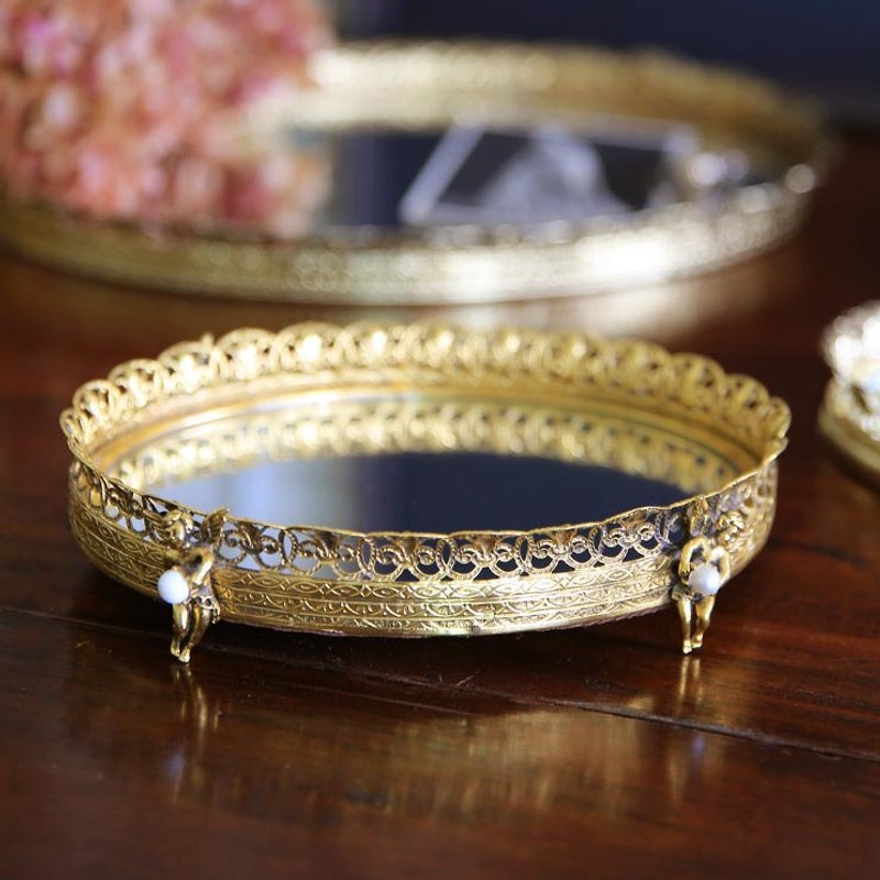 美国古董《天使》镜面托盘No.8 / 镜子 饰品盘 / - 摆饰 - 其他金属 金色