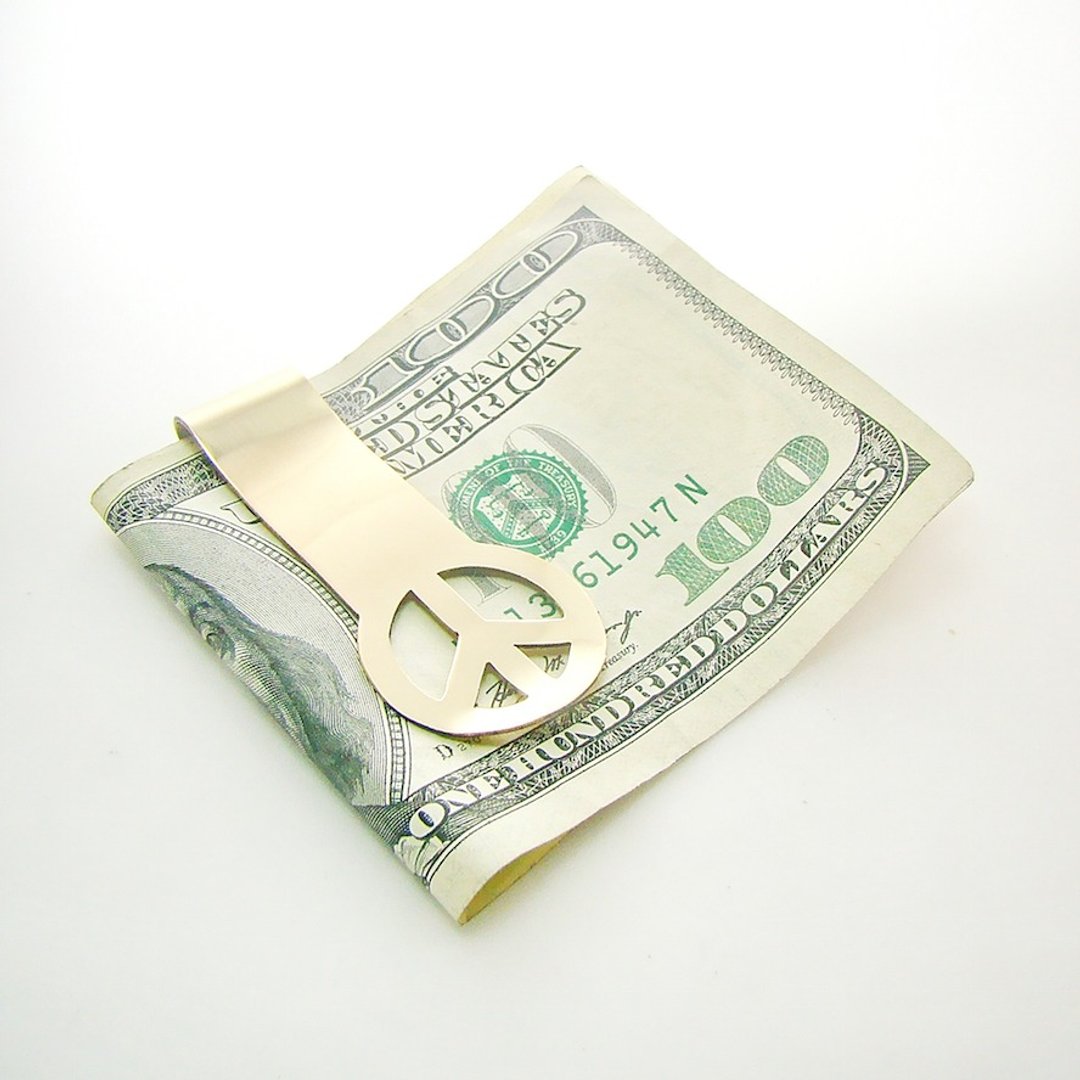 Peace sign money clip in brass,Rocker jewelry ,Skull jewelry,Biker jewelry - 其他 - 其他金属 