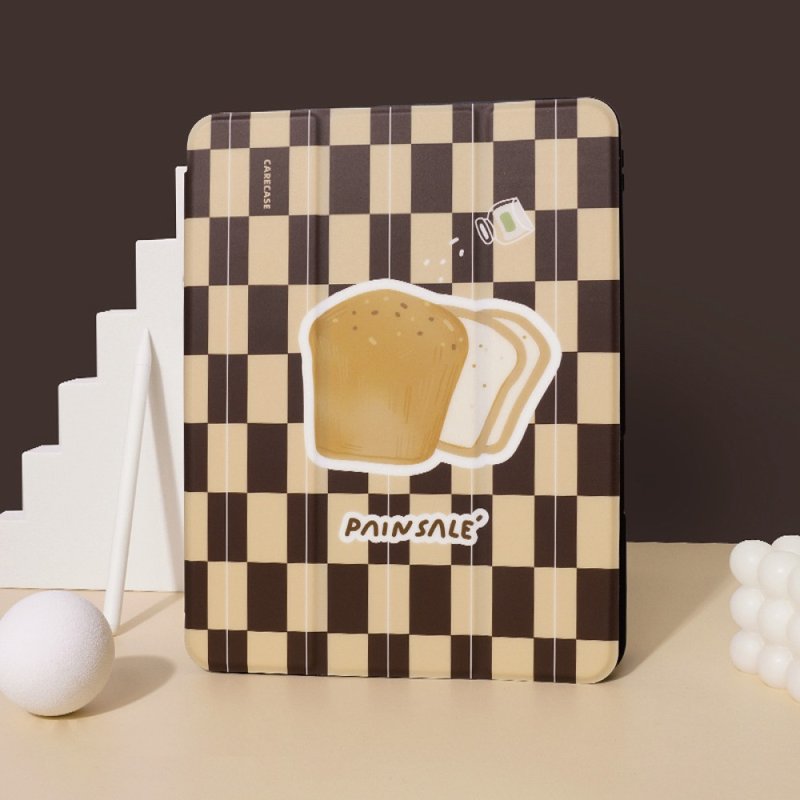 【限时出清】iPad 透明硬底软边气囊保护壳【格纹复古吐司】 - 平板/电脑保护壳 - 塑料 咖啡色
