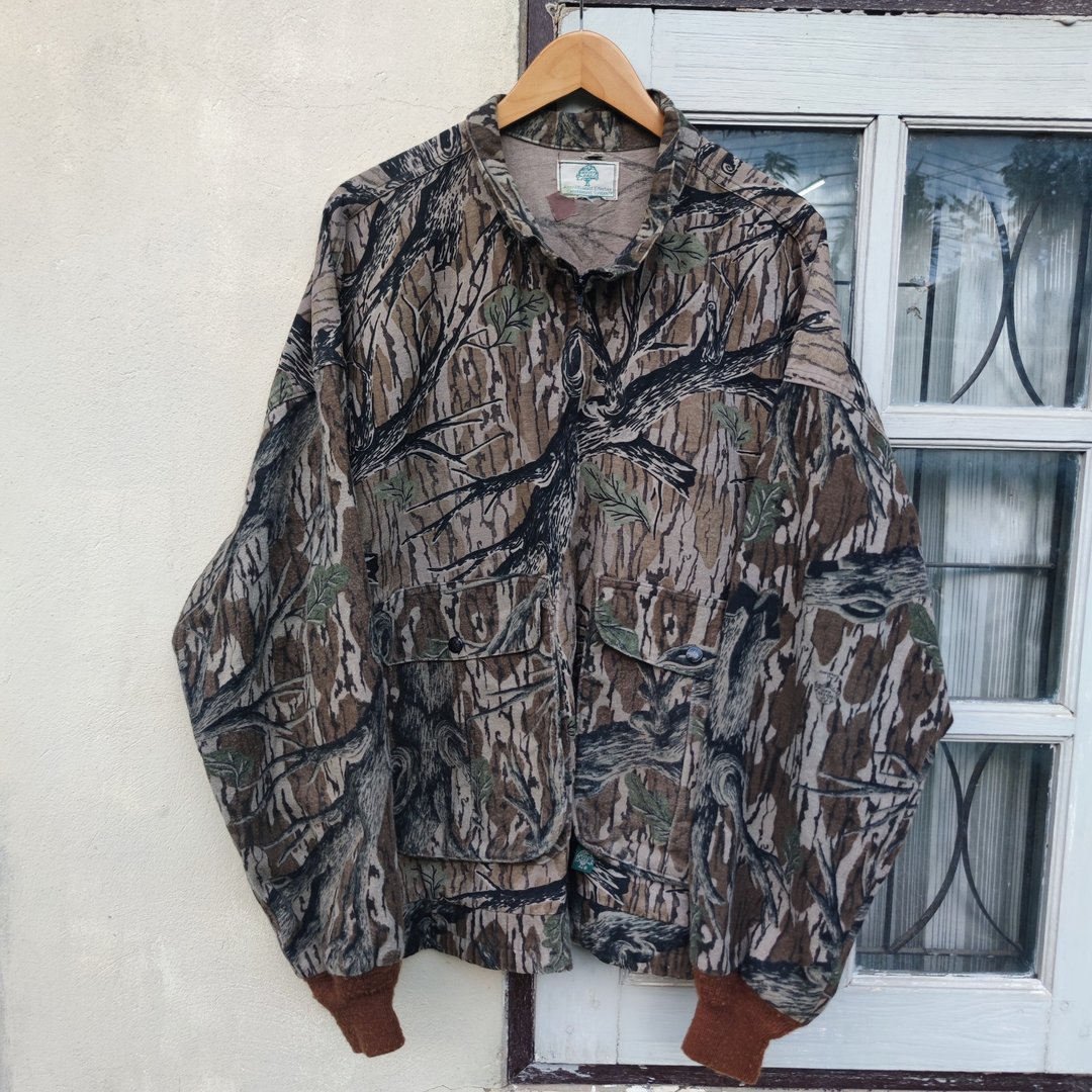 复古 Mossy Oak Treestand 弓箭猎人飞行员夹克 - 男装外套 - 棉 咖啡色