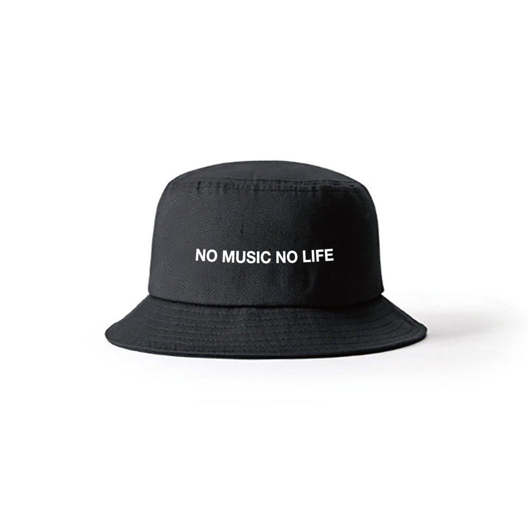 No Music No Life 经典音乐文字 纯棉渔夫帽 帽子 - 帽子 - 棉 黑色
