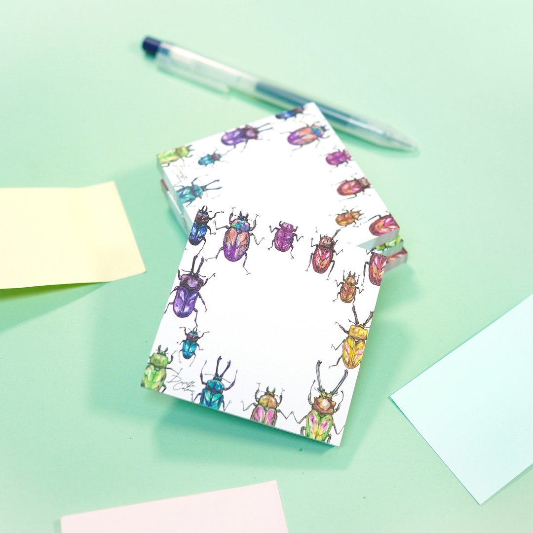 【彩虹锹形虫】水彩插画 便条纸 不黏便签 Memo纸 文具 甲虫 自然 - 便条纸/标签贴 - 纸 多色