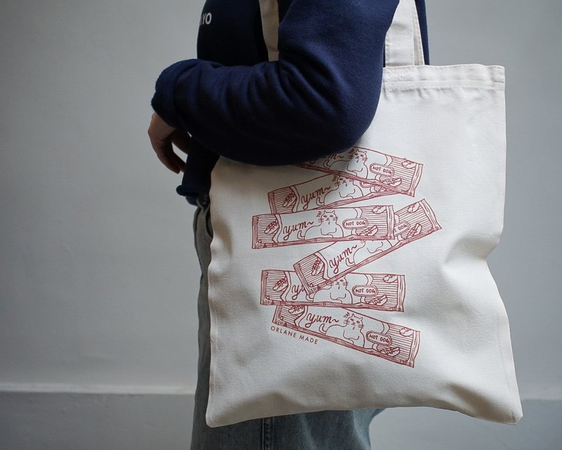 Orlane Made 肉泥猫帆布袋 - 手提包/手提袋 - 棉．麻 多色