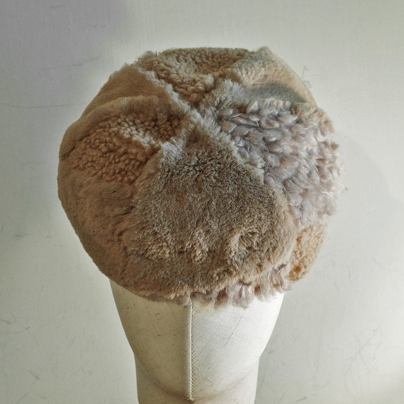 RCWB RODEO CROWNS 日本 几何拼接 毛帽 拼接帽 贝雷帽 休闲帽 - 帽子 - 聚酯纤维 卡其色