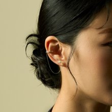 二重奏 珍珠银珠纯银耳骨夹 挂式耳环