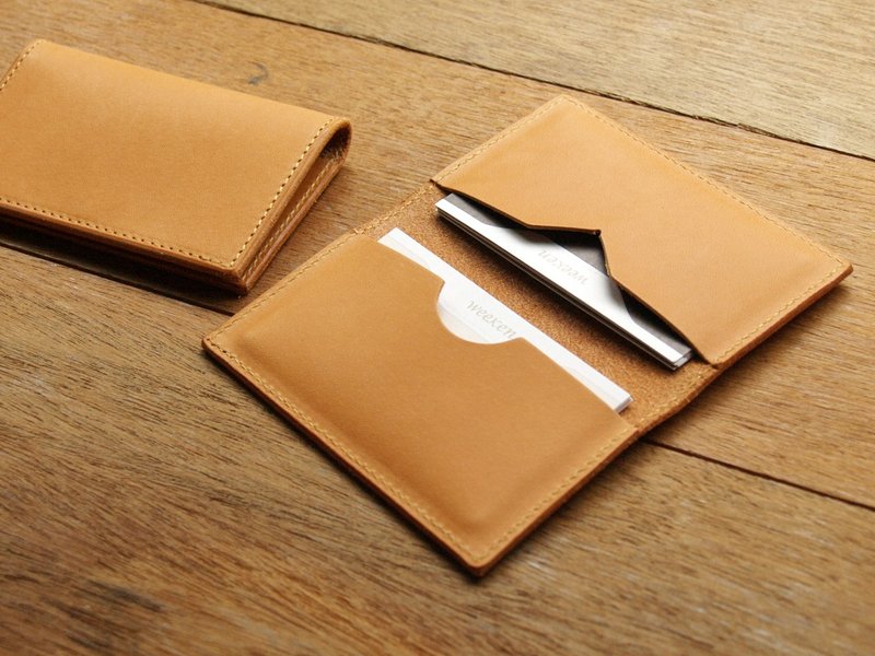 【定制化礼物】上千好评真皮名片夹/卡片夹 (礼盒包装/英文刻字 - 名片夹/名片盒 - 真皮 黄色