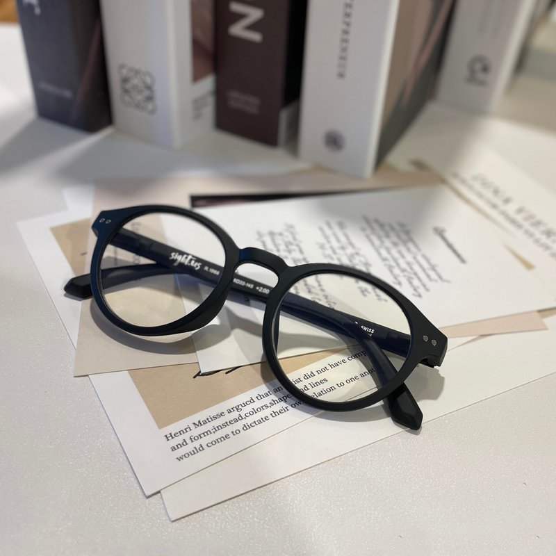 Sightus 抗蓝光老花眼镜/ 亚洲版型经典波士顿框(桃型)/ 雾黑 - 眼镜/眼镜框 - 塑料 黑色