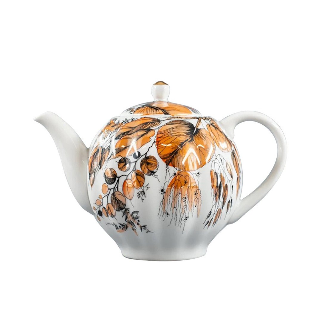 俄罗斯Imperial Porcelain夕阳花园22K金手工600ml茶壶(20盎司) - 茶具/茶杯 - 瓷 金色