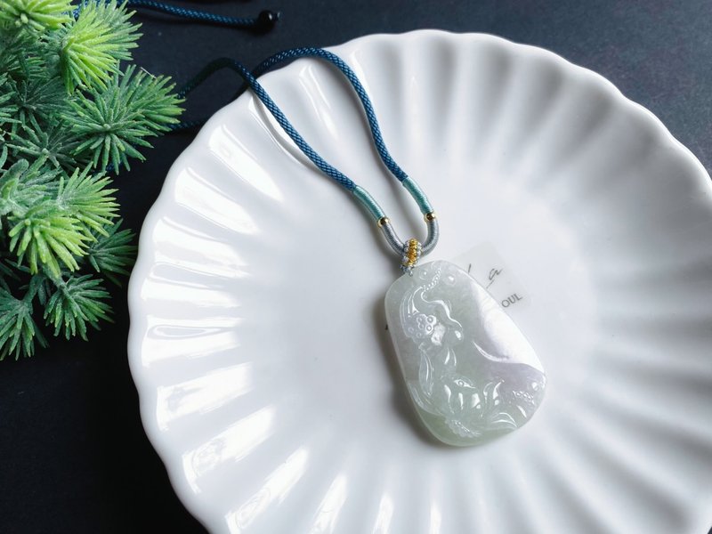 天然缅甸玉翡翠 荷韵生生不息 手工雕 翡翠 礼物 天然 项链 莲花 - 项链 - 玉石 绿色
