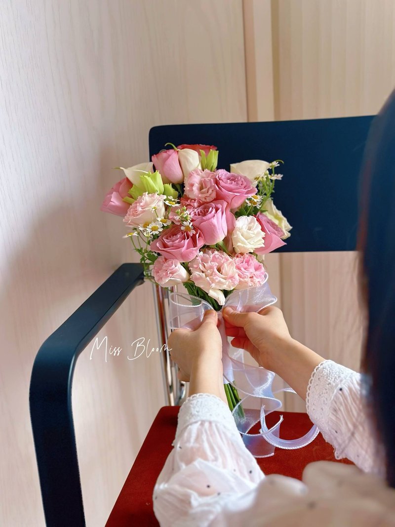 鲜花 新娘捧花 登记捧花 花束 浅粉紫色系捧花 - 干燥花/捧花 - 植物．花 