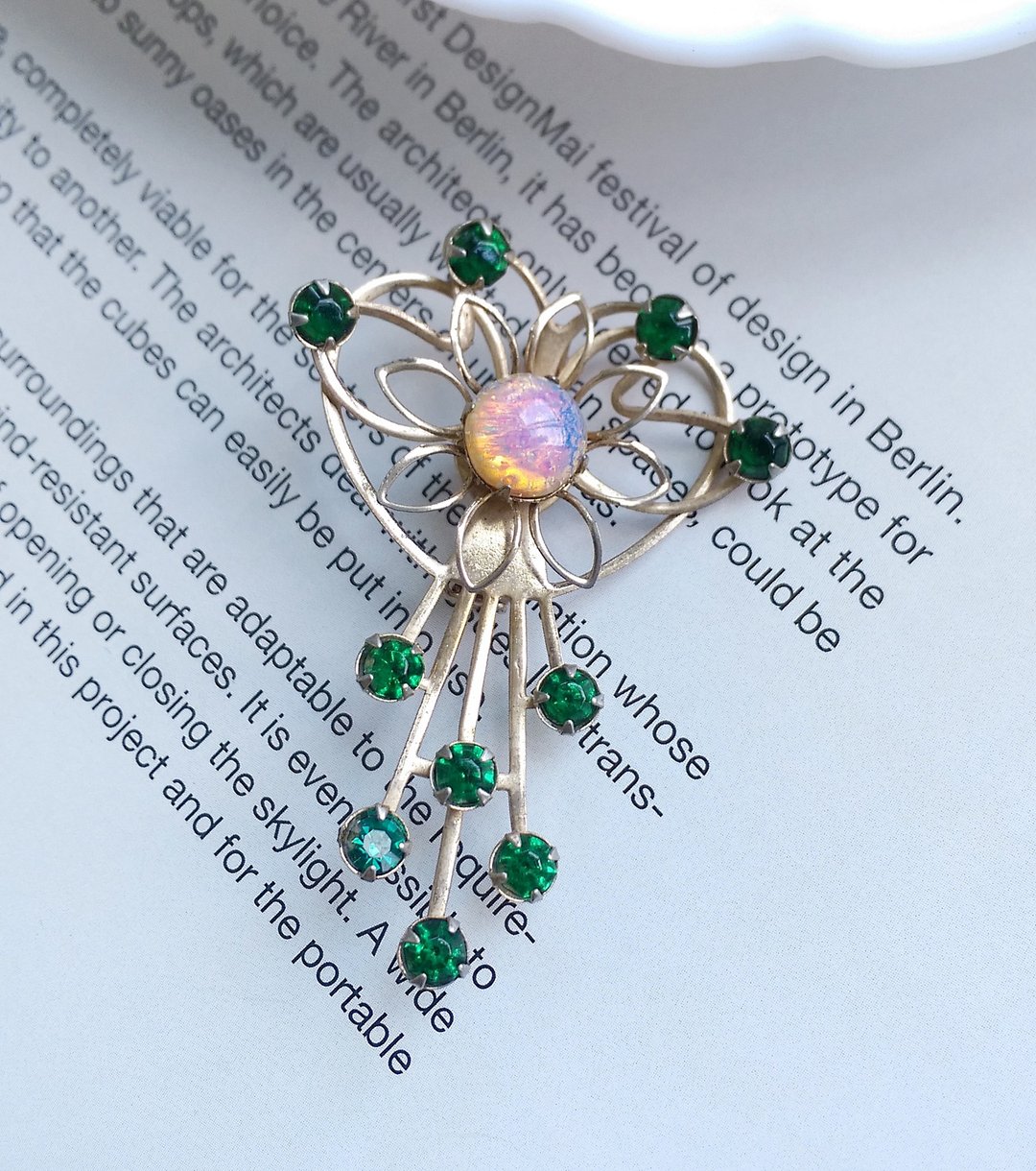 Vintage Jewelry  ART DECO 风格 花形 爱心 别针 胸针 - 徽章/别针 - 其他金属 金色