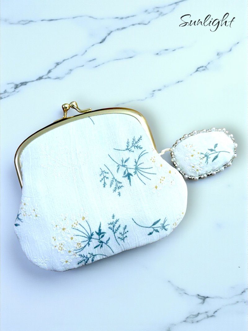 日光小巷手做浪漫欧根纱清新花园子母包钱包收纳包口金包 - 皮夹/钱包 - 棉．麻 