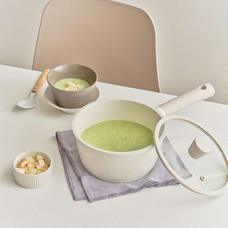 韩国IH单柄汤锅18cm (附锅盖)礼物推荐 锅子不沾锅送礼烤盘 - 锅具/烤盘 - 其他金属 白色