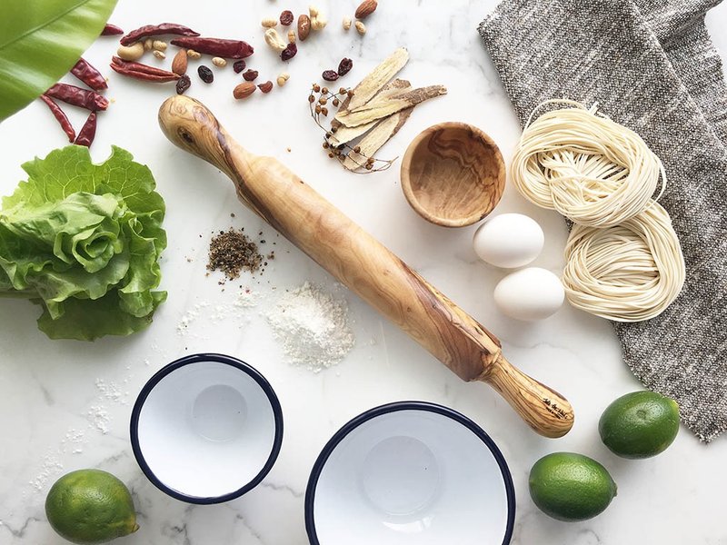 橄榄木-杆面棍-圆头手把款 - 厨房用具 - 木头 卡其色