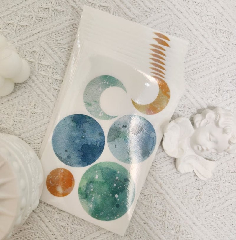 月亮水彩 - 贴纸 - 纸 