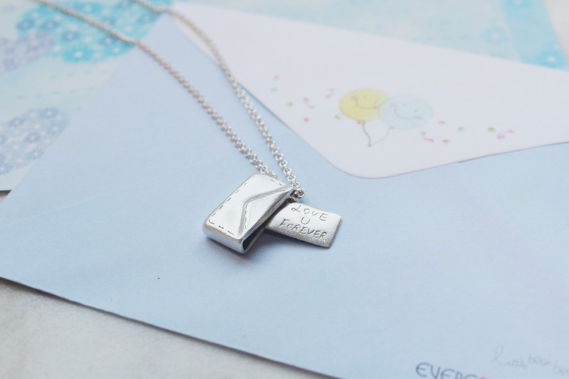 //爱的亲笔信颈链// S925纯银 手工银饰 生日礼物 情人节礼物 - 项链 - 纯银 银色