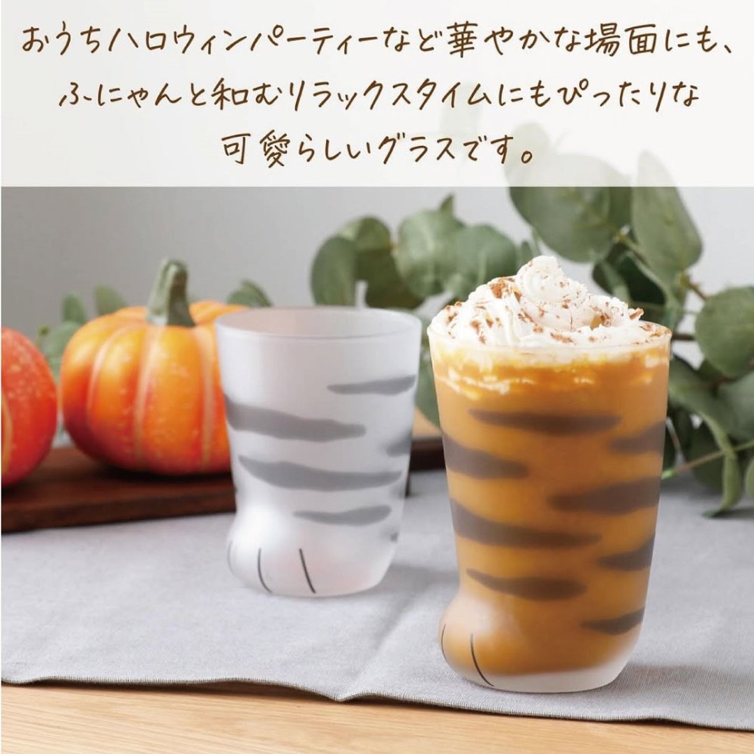 下杀 365【24H 出货】日本 ADERIA 可爱猫掌肉球玻璃杯 300 - 玻璃杯 - 玻璃 多色