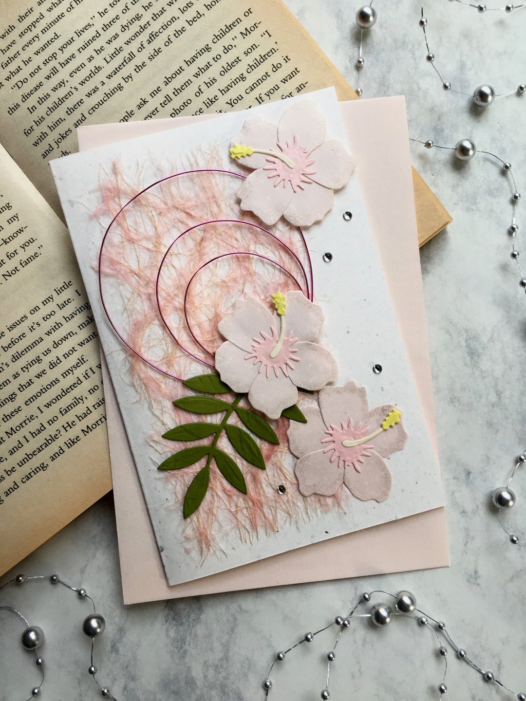 祝福卡片/心意卡片/母亲节卡片/手工卡片_粉色扶桑花 - 卡片/明信片 - 纸 粉红色