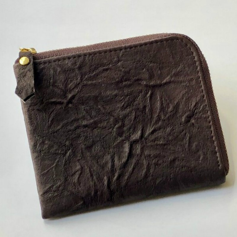 Pigskin slim mini wallet wrinkle Brown - 皮夹/钱包 - 真皮 咖啡色