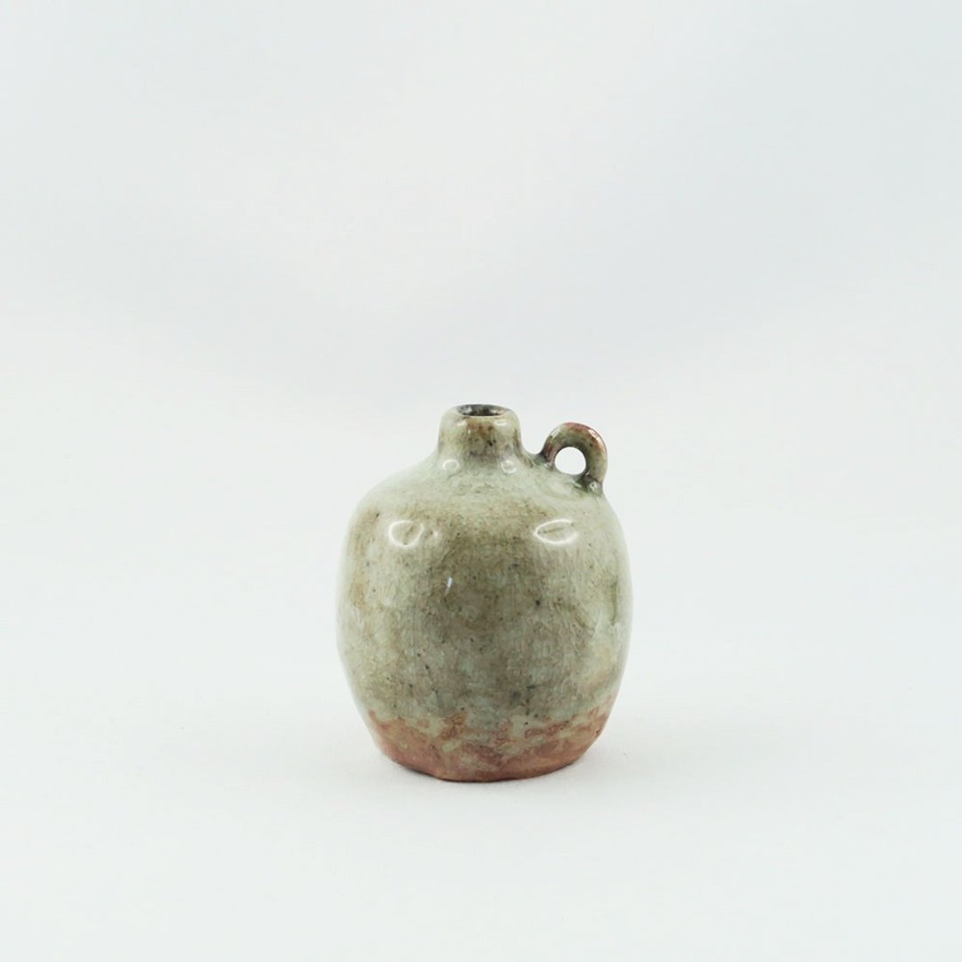 柴烧青瓷一轮插小花器 - 花瓶/陶器 - 陶 卡其色