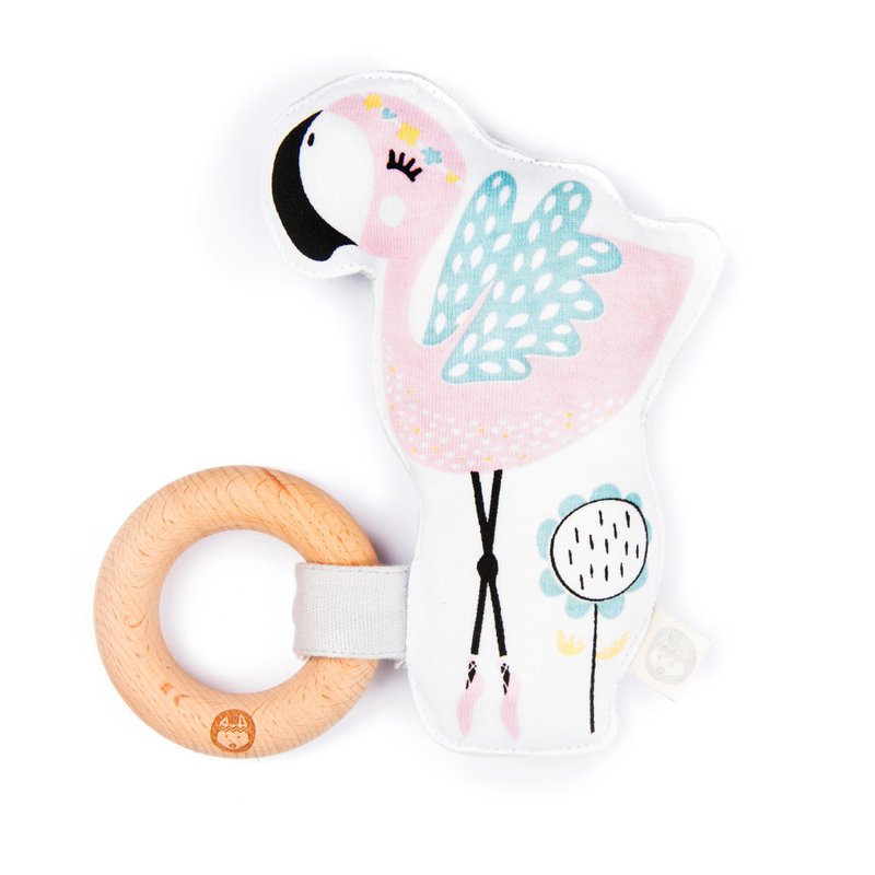 澳洲Kippins有机棉榉木固齿器- Coco可可火鹤(粉色) - 玩具/玩偶 - 棉．麻 粉红色