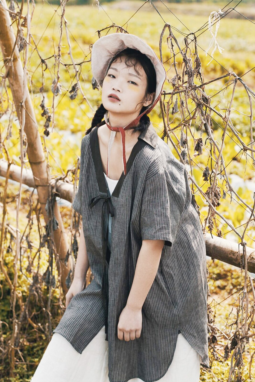 织布云麻麻X亚麻透气短外套薄款女上衣休闲宽松小清新女款外套 - 女装上衣 - 亚麻 卡其色