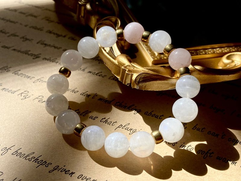 【斯巴兰克的永恒。弹性手串】天然粉晶、白月光石|中性| - 手链/手环 - 其他材质 