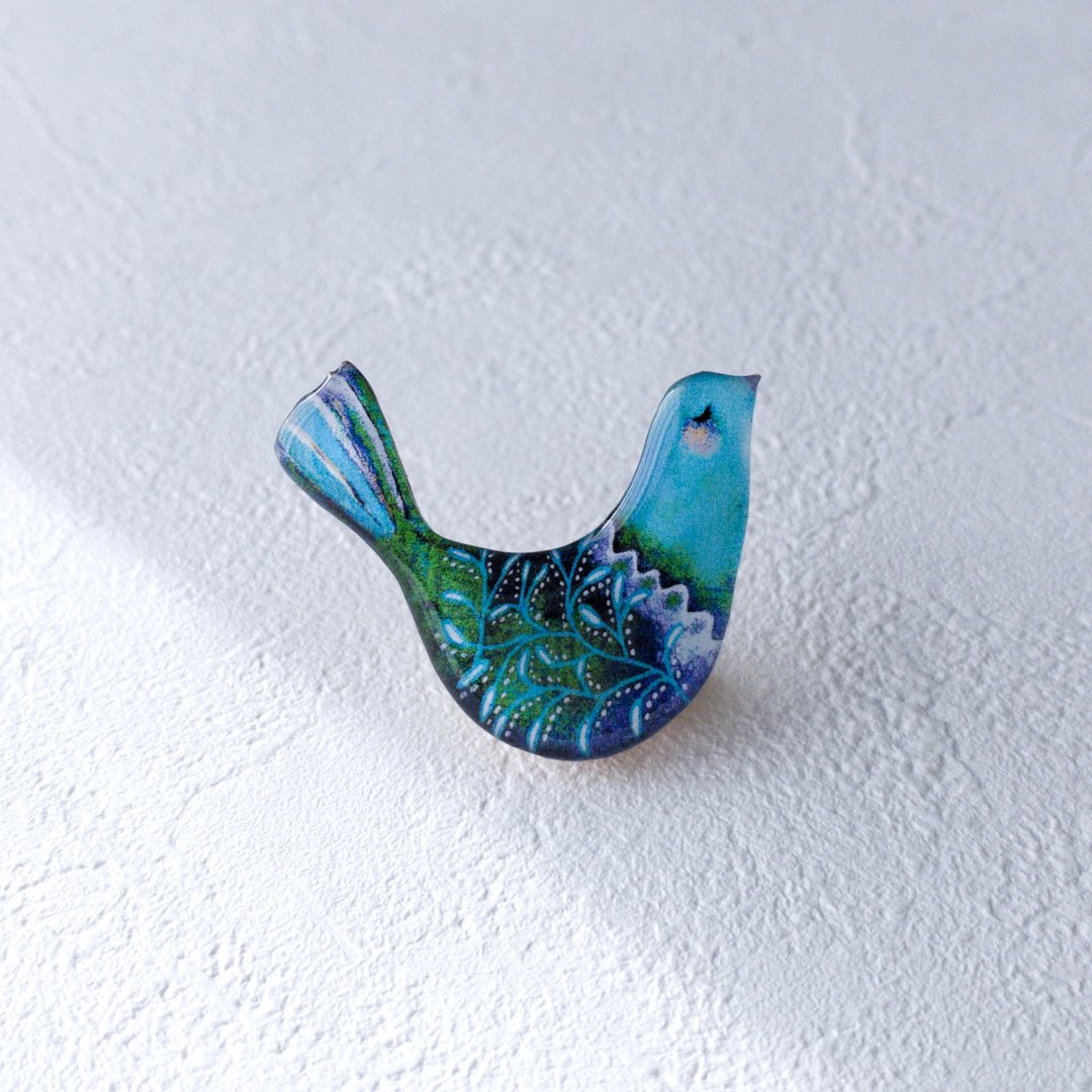Bird brooch - 胸针 - 树脂 蓝色