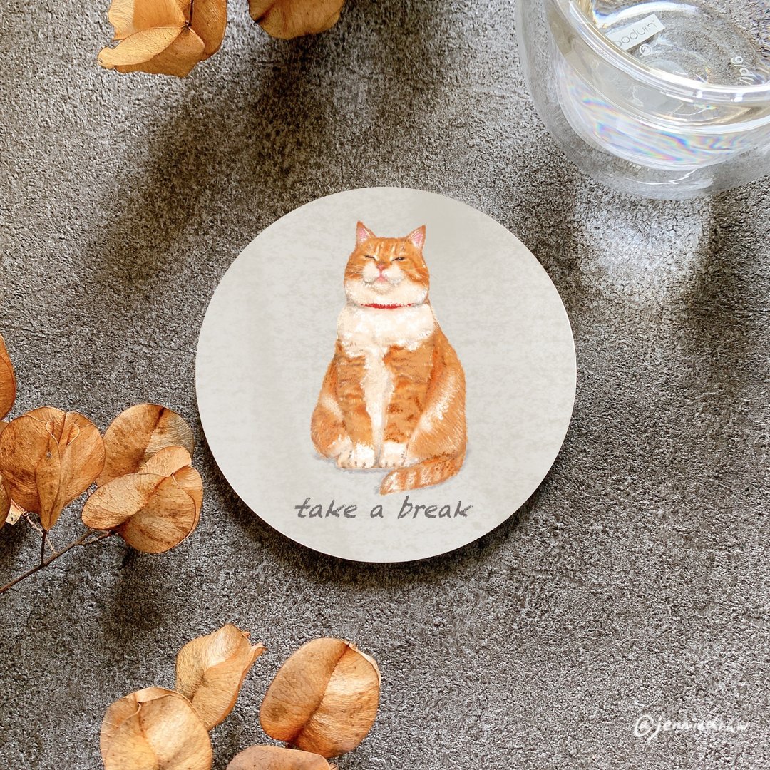 猫派【陶瓷杯垫一组2入】可加名字 陶瓷吸水材质 - 杯垫 - 陶 多色