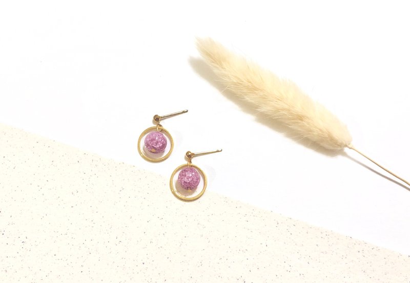 【 猫星球系列 】冰晶紫星 ( 冰紫单色款 ) - 耳环/耳夹 - 其他金属 紫色